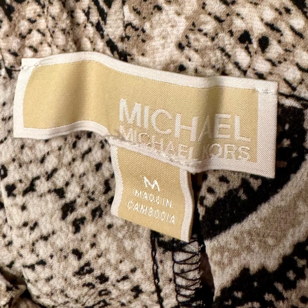 Michael Kors Wide Leg Pants Crushed Crepe Snakeskin Print Bottoms SZ Medium - Picture 14 of 16